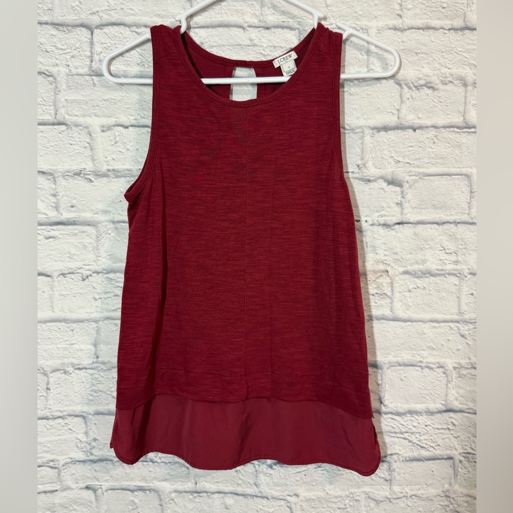 J.Crew Sleeveless Layered Hem Tank Top - Burgundy, Small